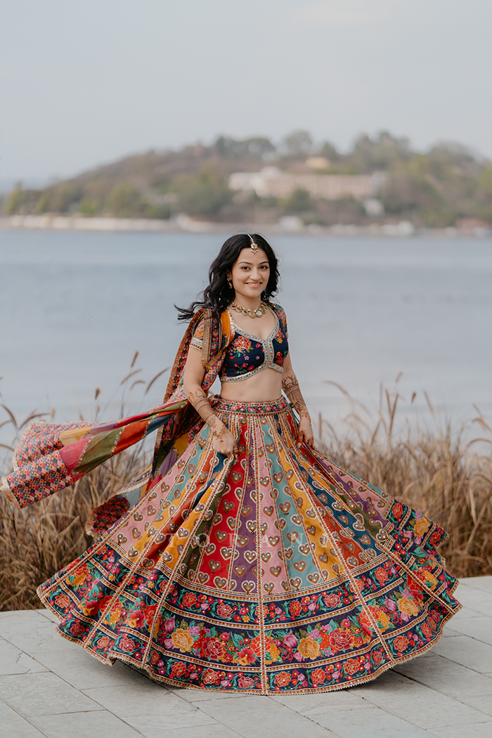 Tanvi and Navkar in our Dil Rangrez Jiya Lehenga Set and Custom Bandi Set