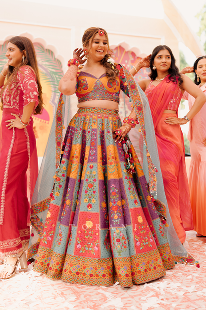 Simran Shah with Her Partner in our Dil Rang Javeri Lehenga Set &amp; Dil Seher Mohsin Kurta Set