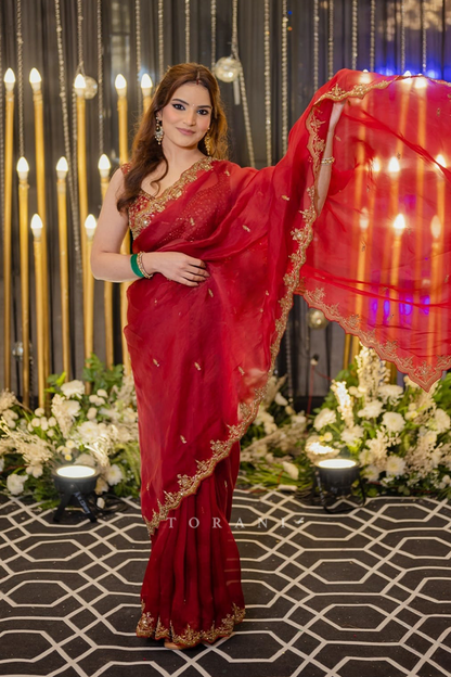 Parul Lance in our Sindoori Nayantara Lasika Saree Set
