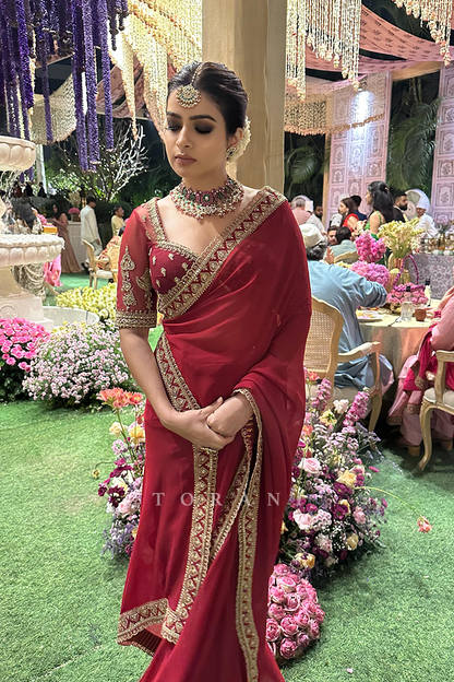 Tanya Ghavri in our Shamse Lasika Poshaki Saree Set
