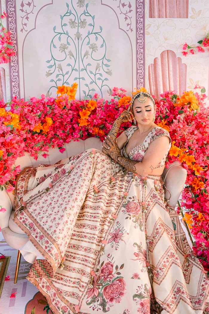 Reena Bola in our custom Kasturi Waheeda Lehenga Set