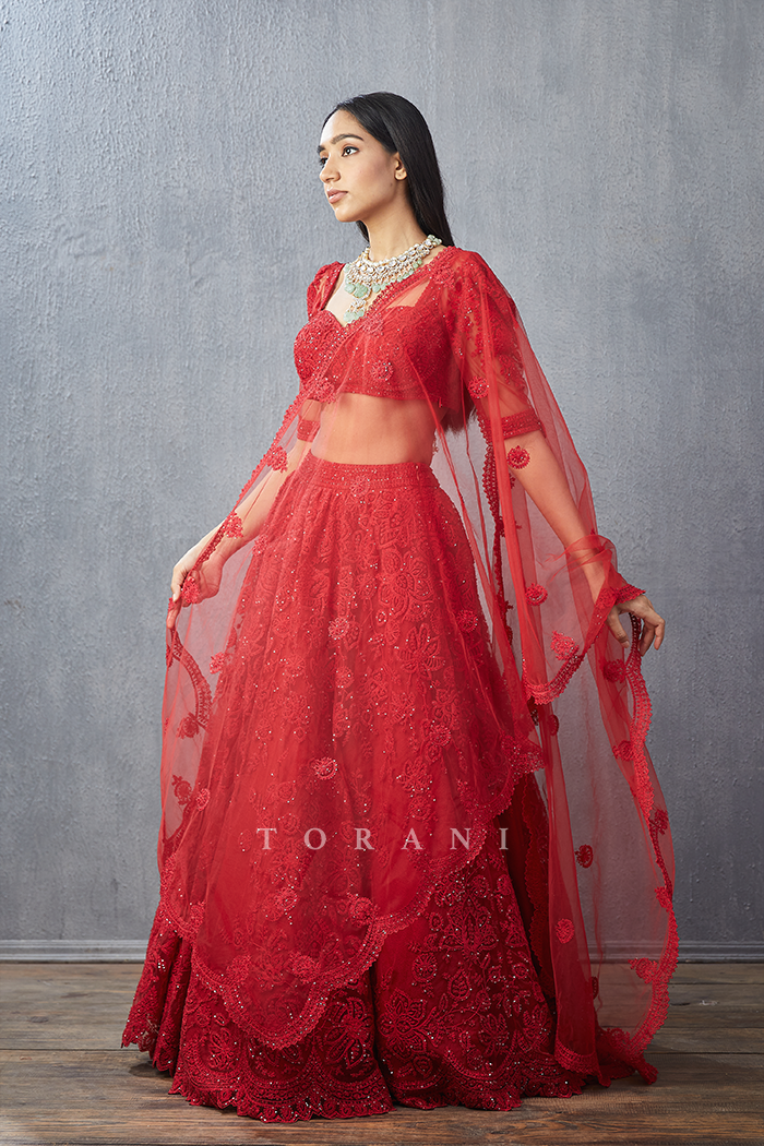 Surkh Hansini Lehenga Set