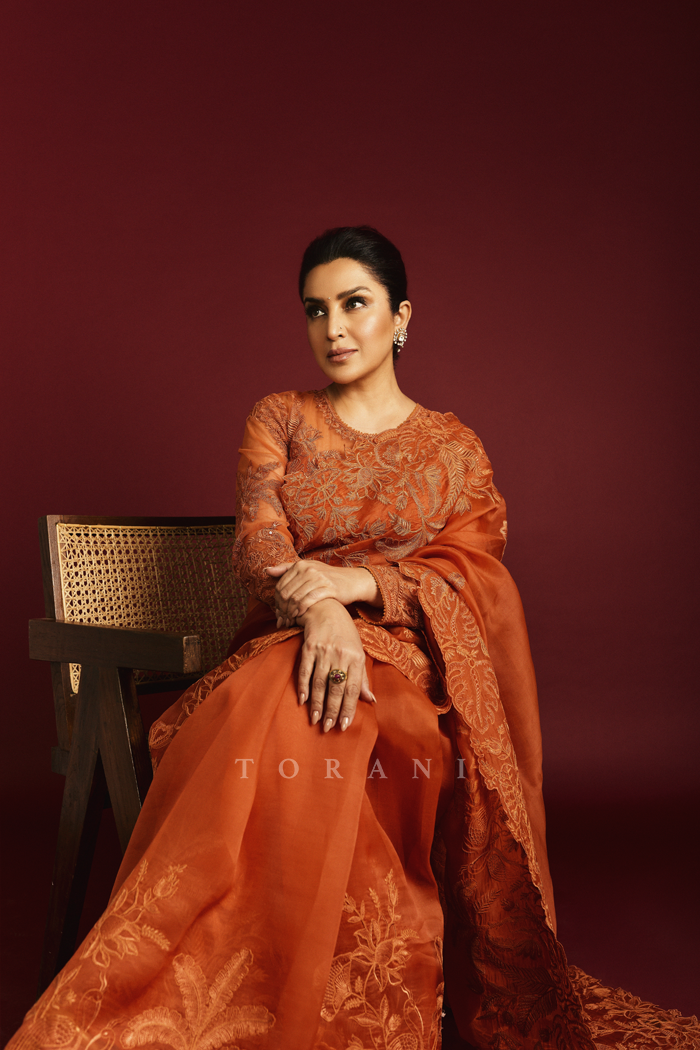 Tisca Chopra In Our Narangi Advika Saree Set