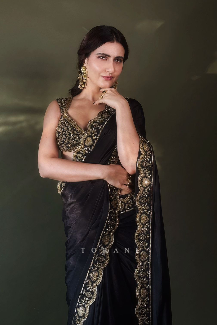 Fatima Sana Shaikh in our Siyaahi Aparna Saree Set
