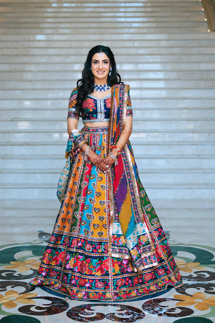 Radhika &amp; Abhishek in our Dil Rangrez Jiya Lehenga Set and Custom Dil Rang Arham Jacket Set