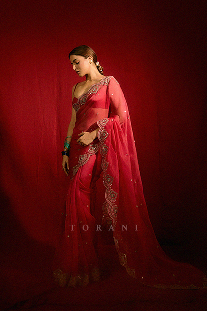 Wamiqa Gabbi in our Dil Surkh Samila Gazal Saree Set