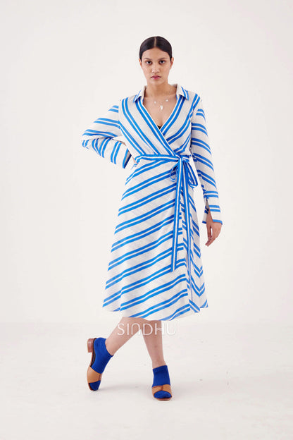digital printed cotton Wrap Dress by Sindhu India