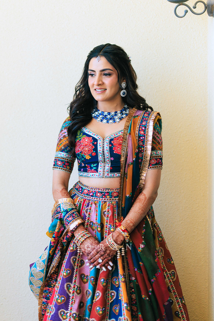 Radhika &amp; Abhishek in our Dil Rangrez Jiya Lehenga Set and Custom Dil Rang Arham Jacket Set