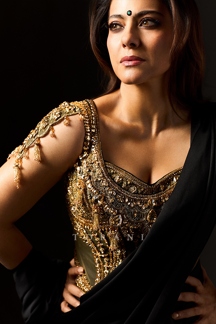 Kajol Devgan in our Siyaahi Rudrika Saree Set