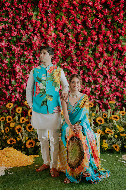 Sucheta &amp; Her Partner in our Custom Firoza Set