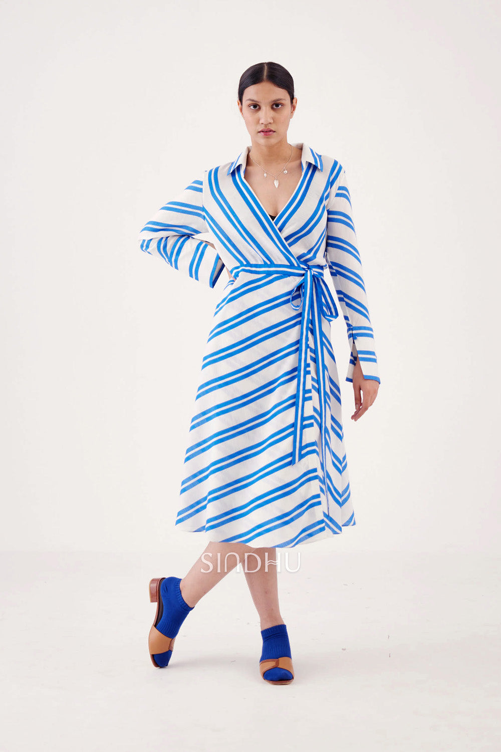 digital printed cotton Wrap Dress by Sindhu India