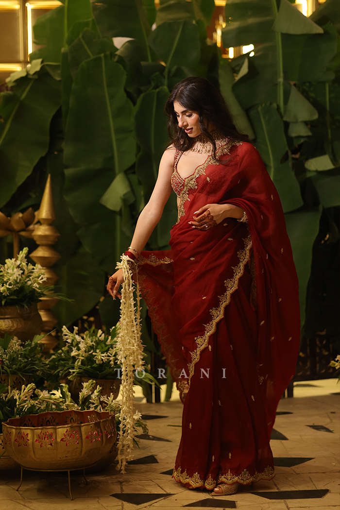 Janvi Vishanwani in our Sindoori Nayantara Lasika Saree Set