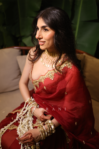 Janvi Vishanwani in our Sindoori Nayantara Lasika Saree Set