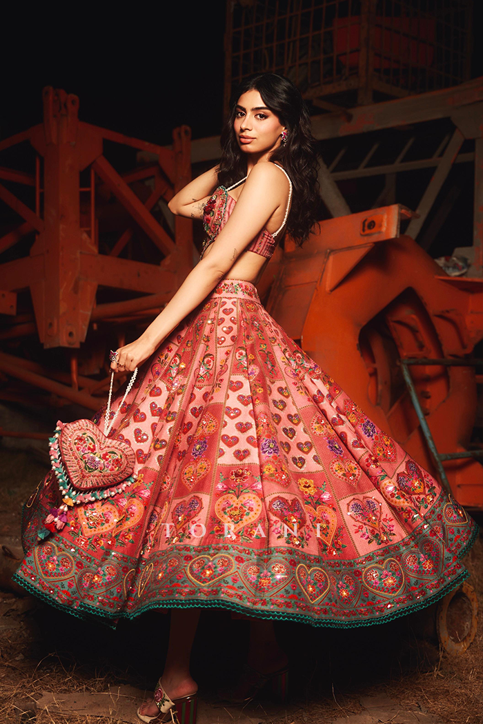 Khushi Kapoor in our Custom Dil Ruba Arsia Lehenga Set