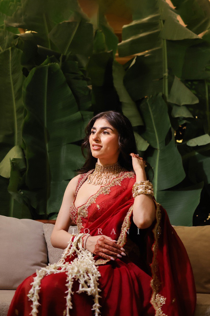 Janvi Vishanwani in our Sindoori Nayantara Lasika Saree Set
