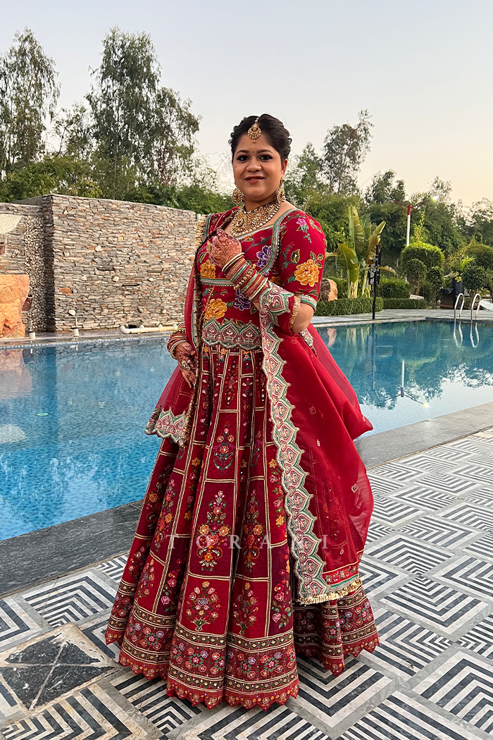 Disha Gupta In Our Dil Surkh Avora Lehenga Set