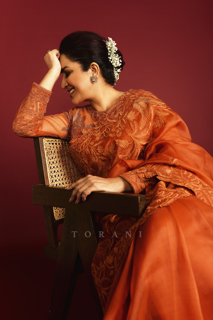 Tisca Chopra In Our Narangi Advika Saree Set