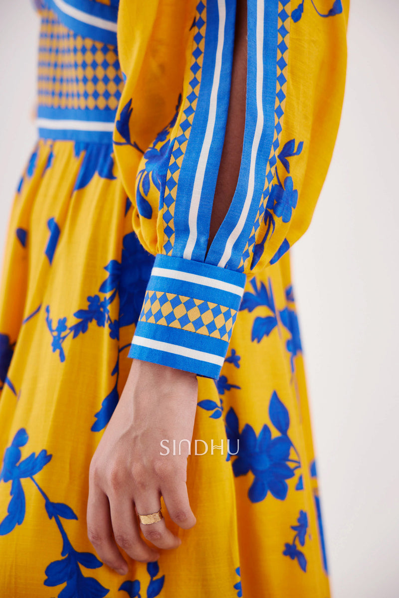 Istara Digital Printed Maxi Dress with Sleeves