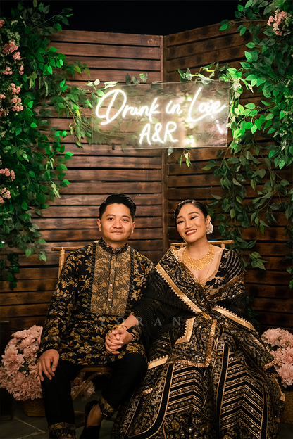 Aien Rawkey With Her Partner in Our Custom Lehenga &amp; Kurta Set