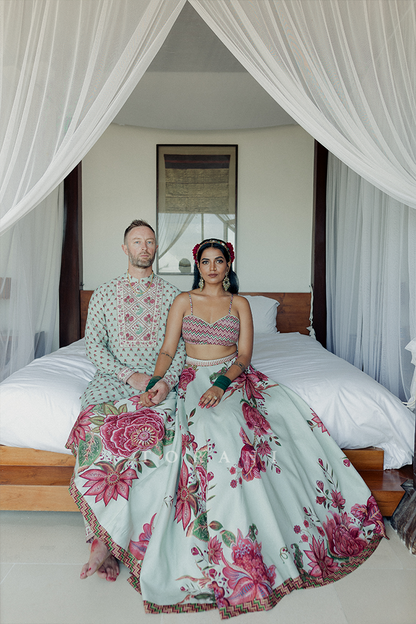 Pracheta Choudhary Bailey With Her Partner In Our Jaituni Gooncha Lehenga Set &amp; Jaituni Tejal Kurta Set