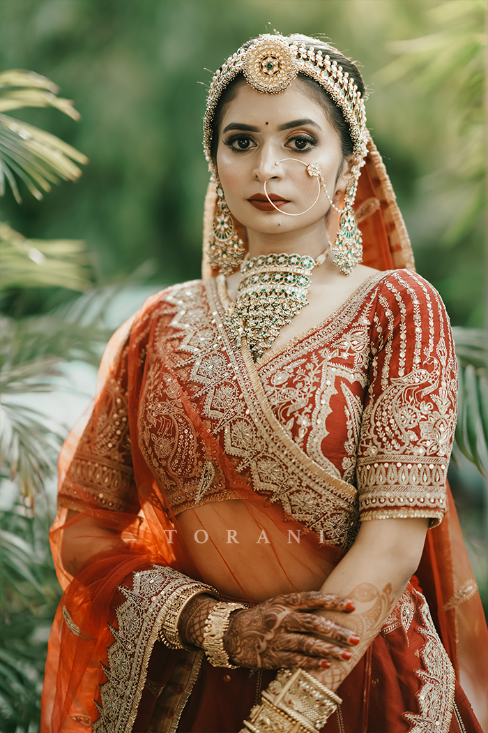 Sruthi with Her Partner in Our Custom Sindoori Suhani Lehenga Set &amp; Mogra Gaurish Sherwani Set