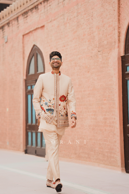 Richa &amp; Rishabh in our Custom Lehenga and Bandi Set