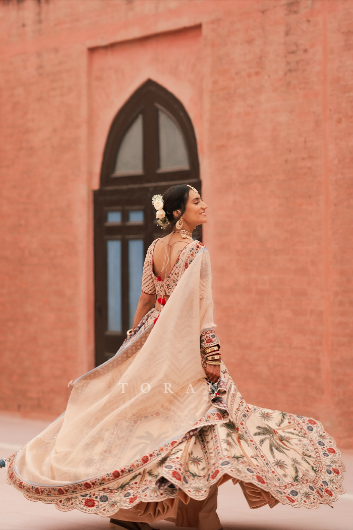 Richa &amp; Rishabh in our Custom Lehenga and Bandi Set