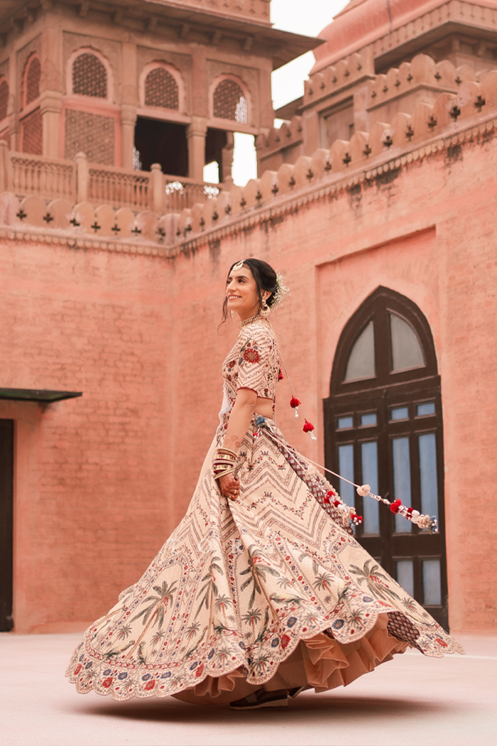 Richa &amp; Rishabh in our Custom Lehenga and Bandi Set