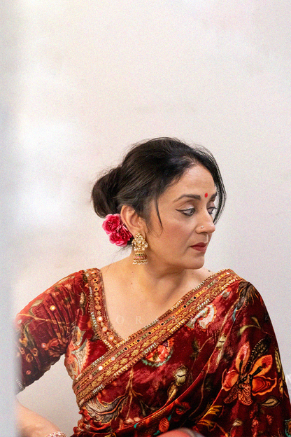 Anuradha Palakurthi in our Custom Gudhal Sheesha Revathi Saree Set