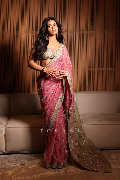 Nysa Devgan in our Sheesh Gul Malikaana Saree Set