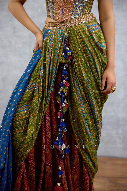 Tanjore Lakshmi Corset Skirt Set