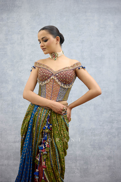 Tanjore Lakshmi Corset Skirt Set