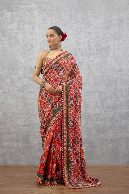 Raktangi Surkhi Saree