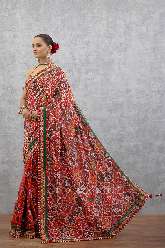 Raktangi Surkhi Saree
