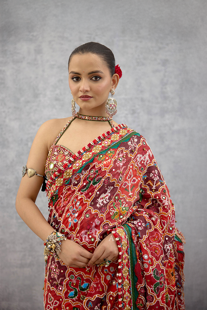 Raktangi Surkhi Saree