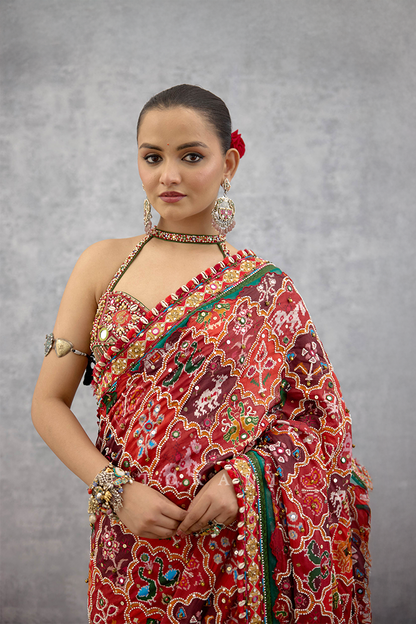Raktangi Surkhi Saree