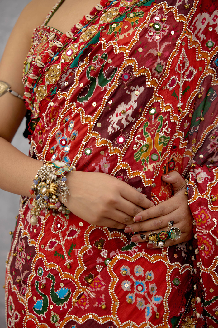 Raktangi Surkhi Saree