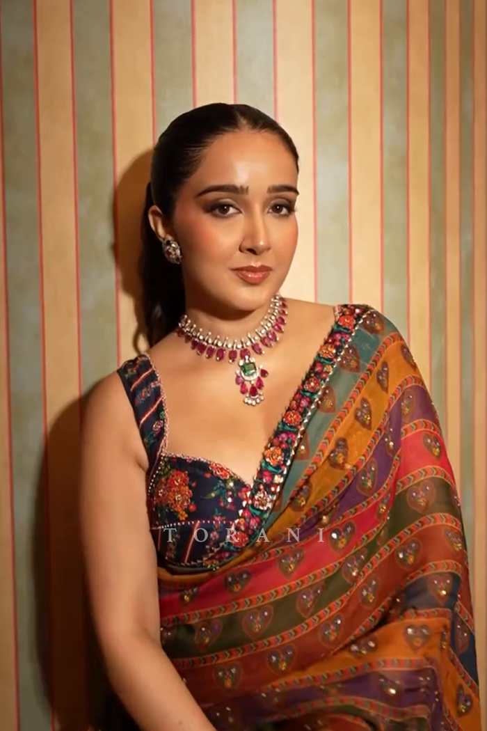 Sanjana Batra in our Dil Rangeen Nagma Saree Set