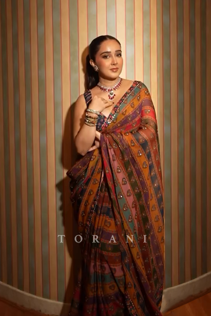 Sanjana Batra in our Dil Rangeen Nagma Saree Set