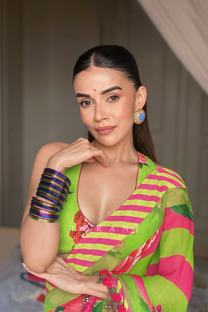 Komal Pandey In Our Custom Angoori Alana Saree Set