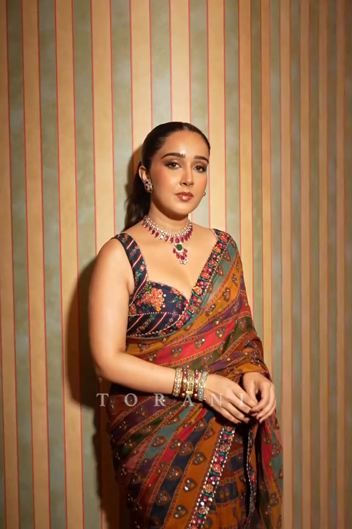 Sanjana Batra in our Dil Rangeen Nagma Saree Set