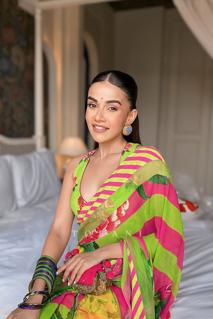 Komal Pandey In Our Custom Angoori Alana Saree Set