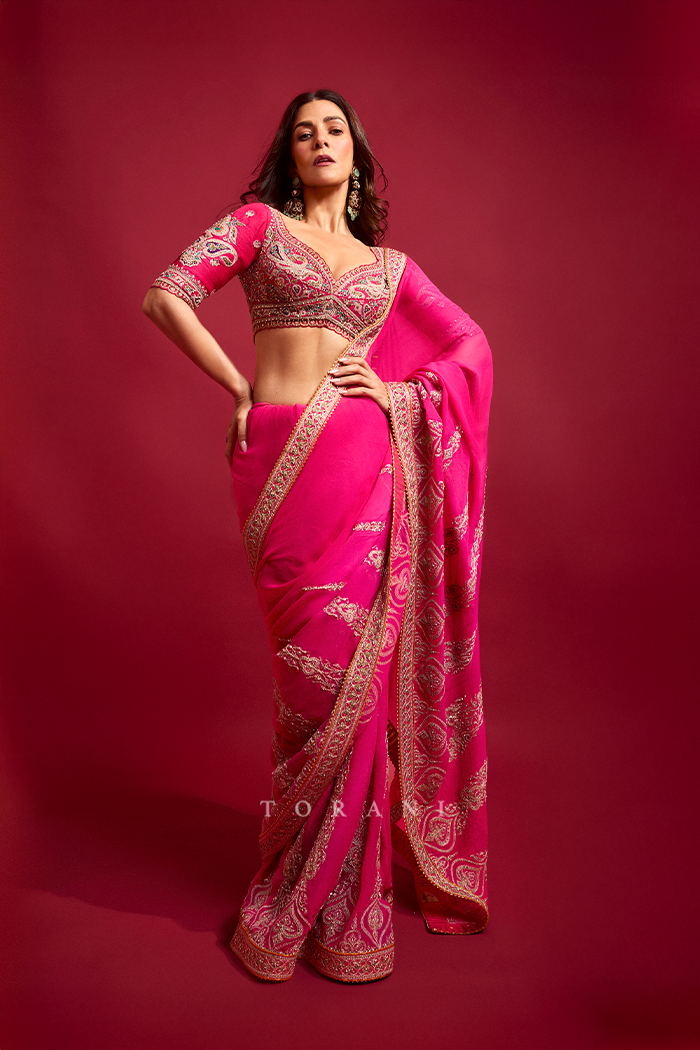 Nimrat Kaur in our Padma Chitra Shrimati Saree Set