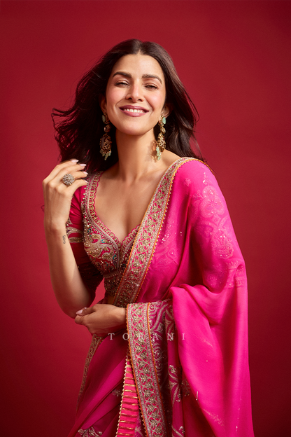 Nimrat Kaur in our Padma Chitra Shrimati Saree Set