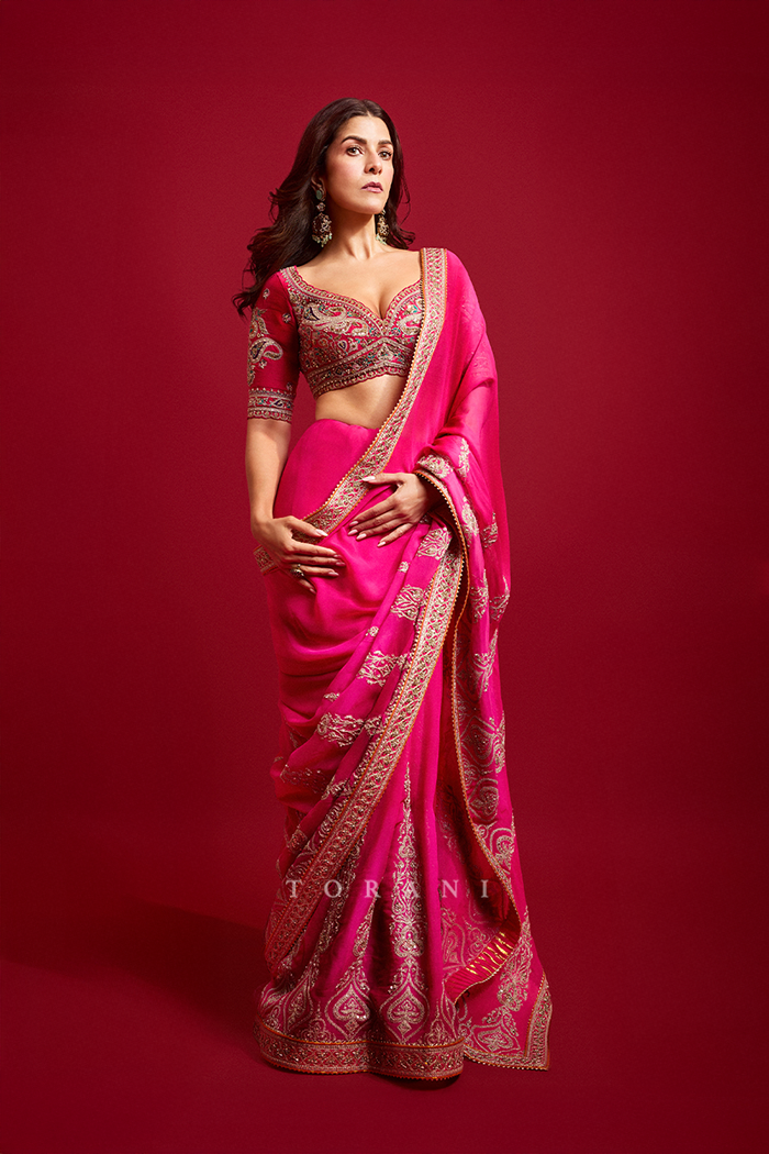 Nimrat Kaur in our Padma Chitra Shrimati Saree Set