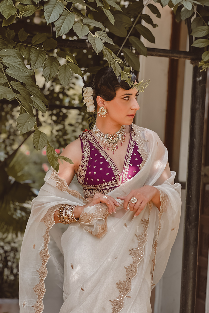 Sania Chadha in our Custom Nayantara Aarvi Saree Set
