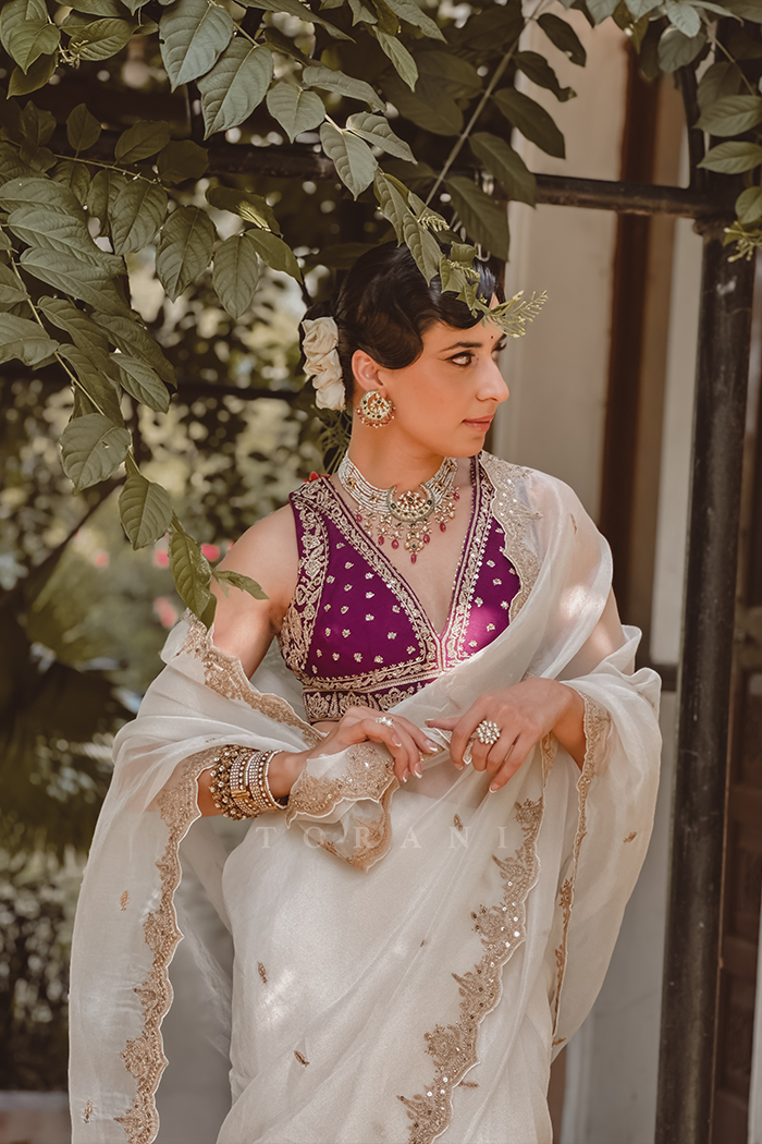Sania Chadha in our Nayantara Aarvi Saree Set – Torani India