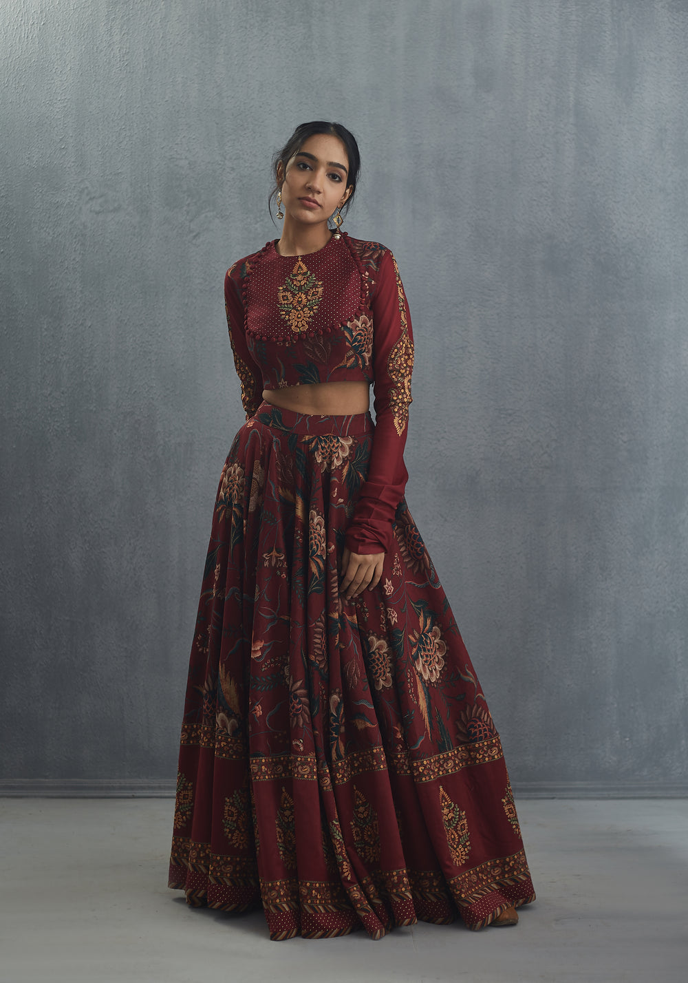 Sanobar Bindu Aari Waraq Lehenga  Set