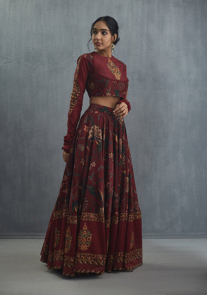Sanobar Bindu Aari Waraq Lehenga  Set