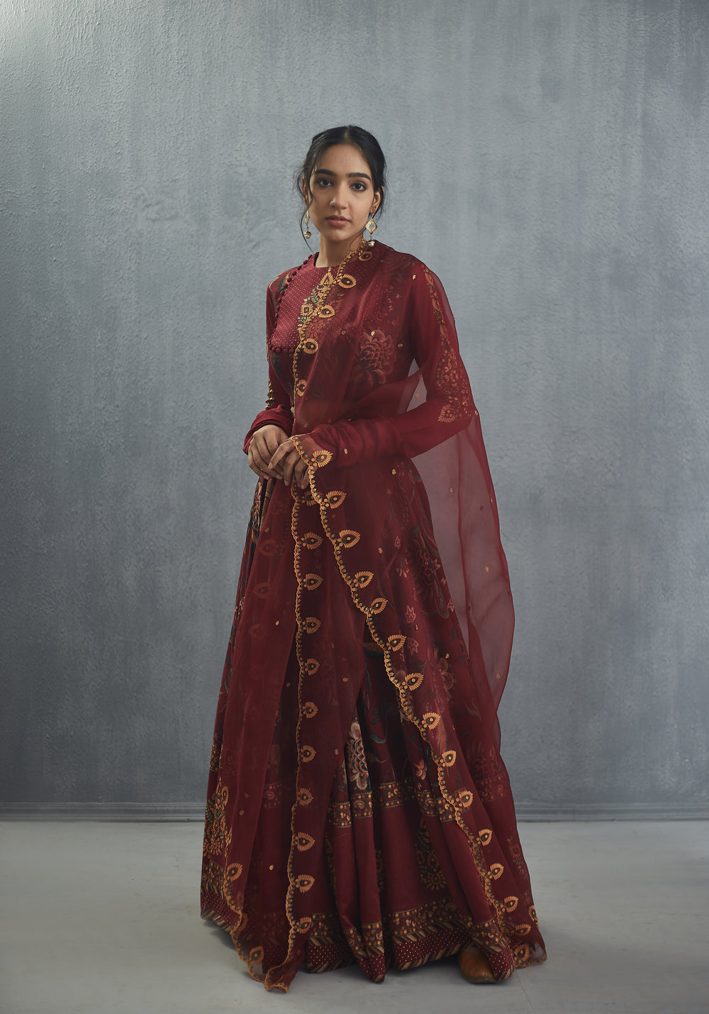 Sanobar Bindu Aari Waraq Lehenga  Set